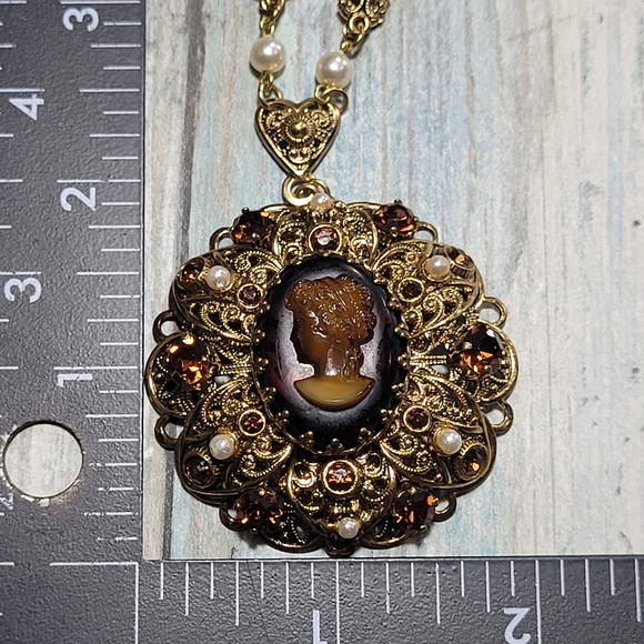Vintage West Germany Cameo Necklace and Earrings Set. - Picture 8 of 16